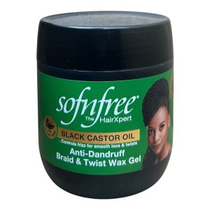 SOFNFREE BLACK CASTOR OIL ANTI-DANDRUFF BRAID & TWIST WAX GEL 500ml